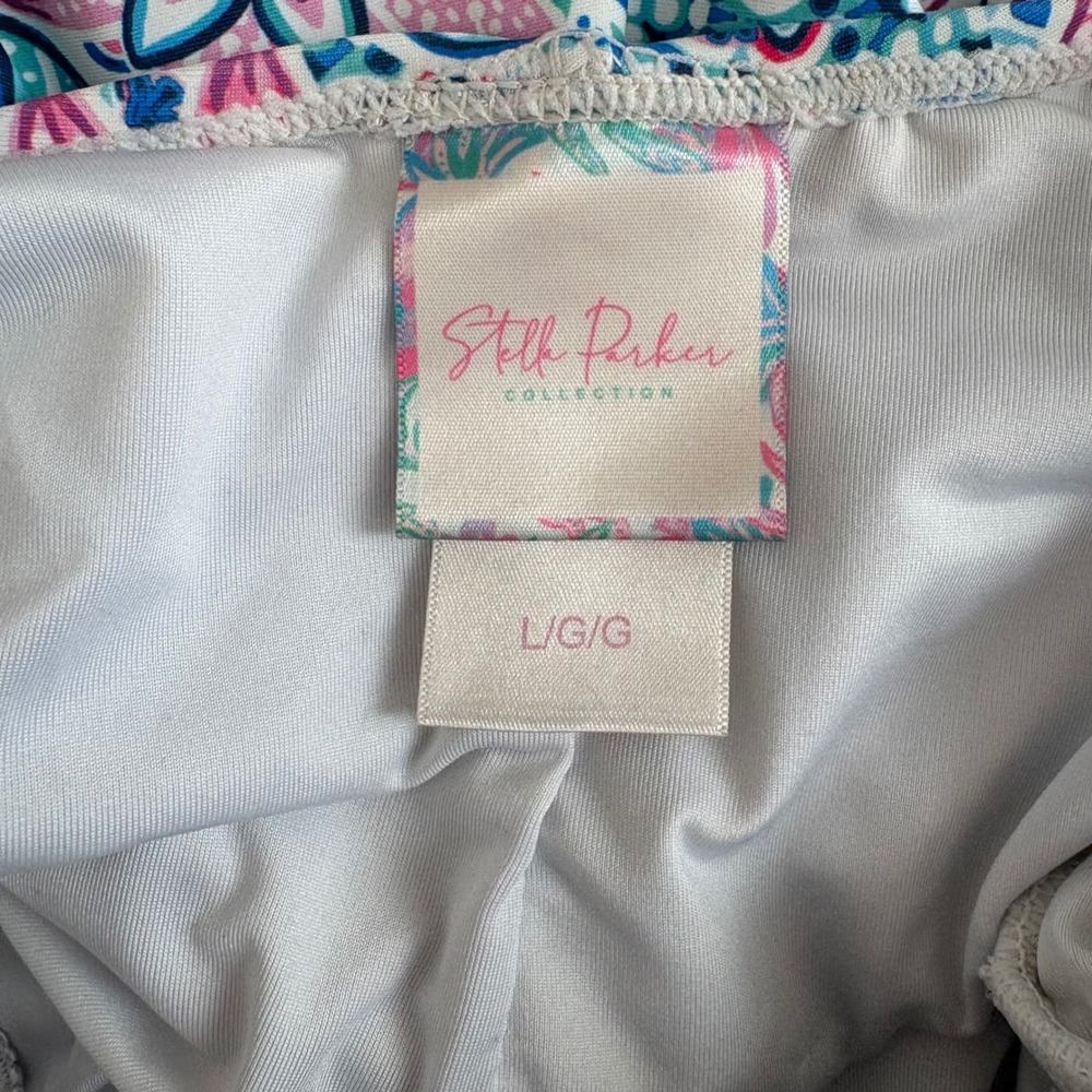 Stella Parker Floral Paisley Ruffle One Piece Swimsuit Pink Teal Blue Large - Picture 5 of 5